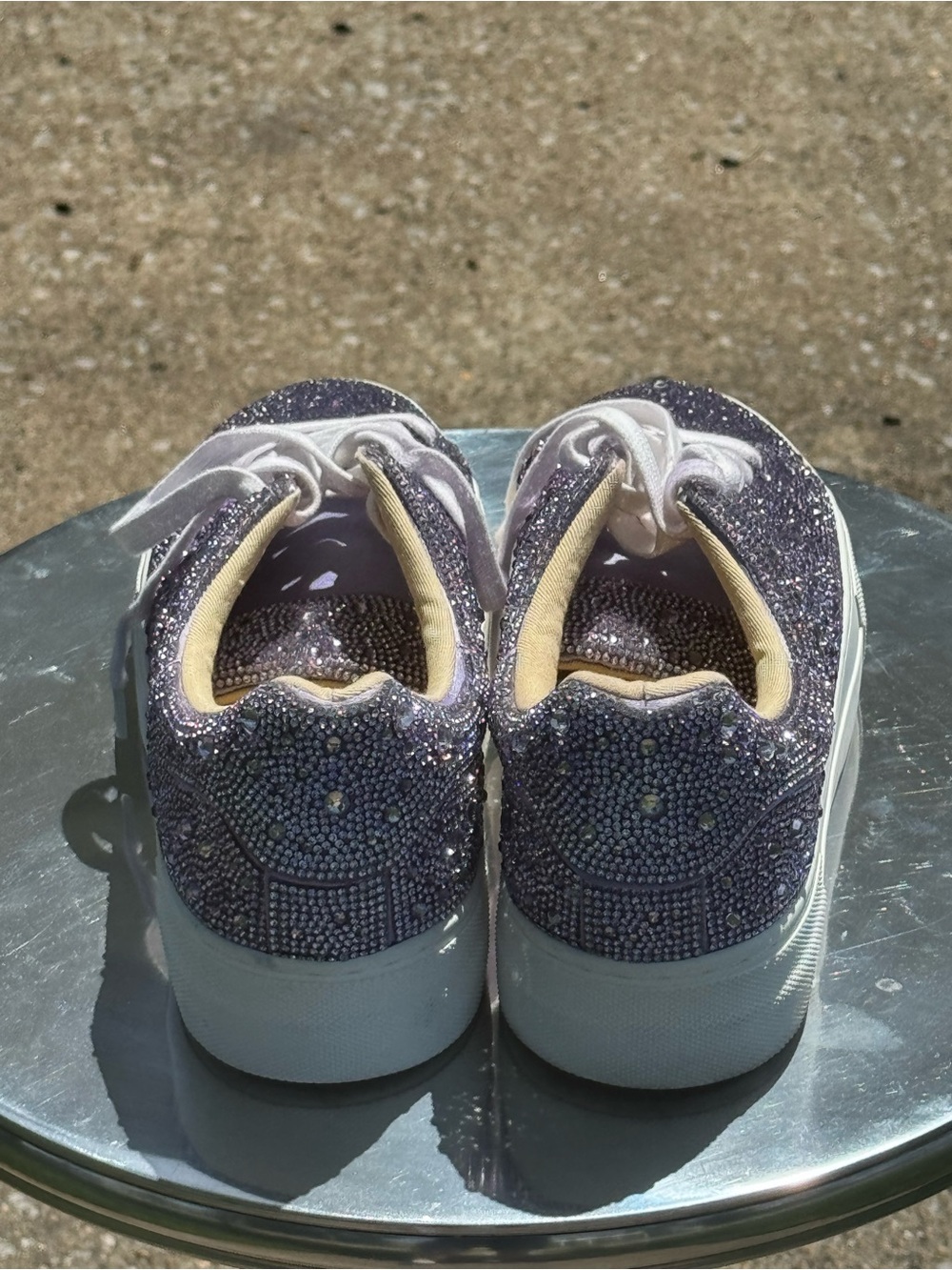 Betsy Johnson Sydny Sneaker Shoe Rhinestone Silver Thick White Platform 9M - Picture 8 of 13